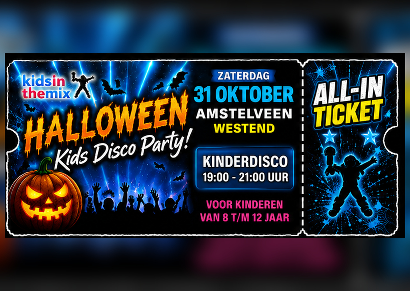 Zaterdag 31 Oktober Halloween Kinderdisco (8 t/m 12 jaar) Wijkcentrum Westend Amstelveen